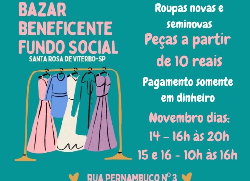 BAZAR BENEFICENTE DO FUNDO SOCIAL DE SOLIDARIEDADE DE SANTA ROSA DE VITERBO-SP