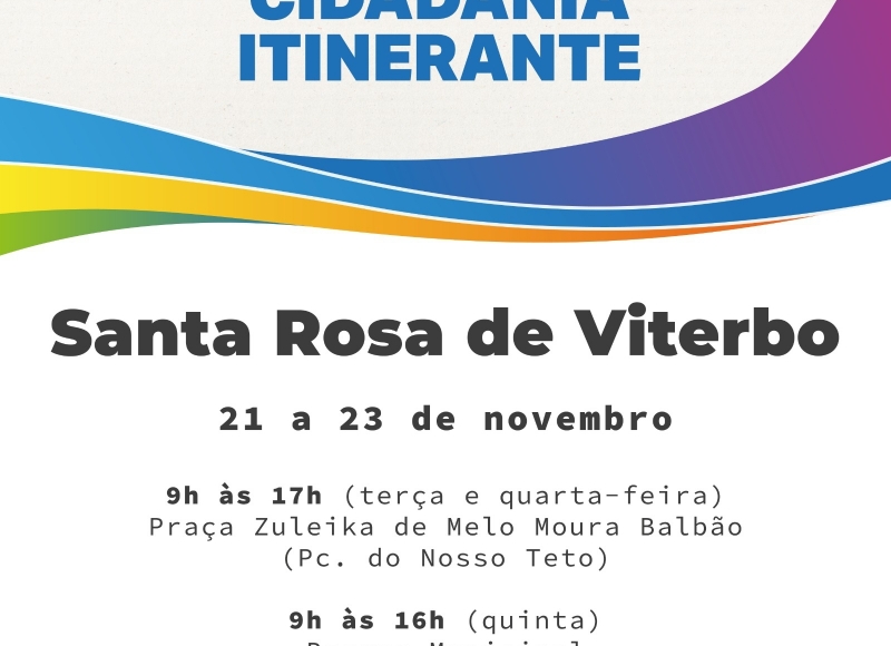 Santa Rosa de Viterbo recebe o Projeto Cidadania Itinerante na próxima semana