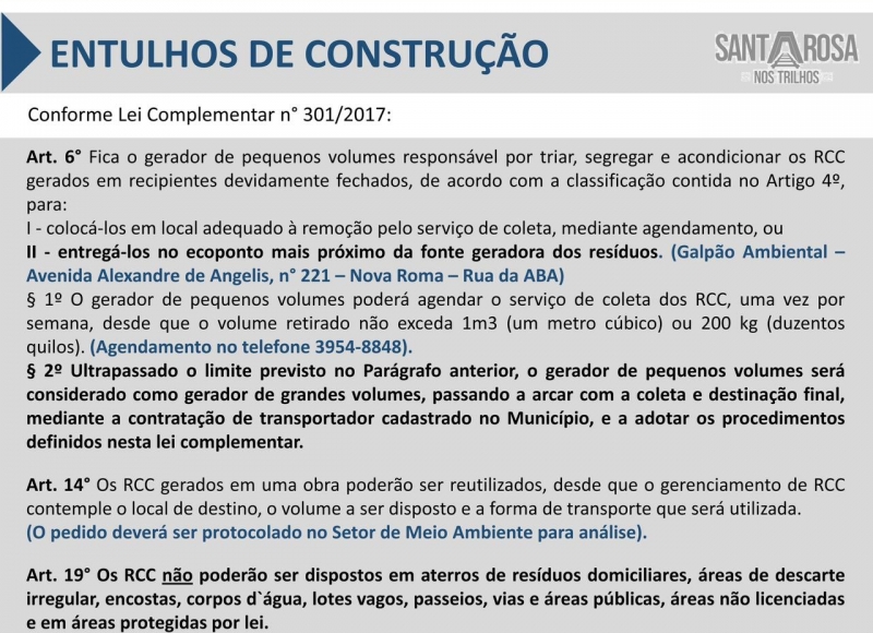 COMUNICADO: ENTULHOS DE CONSTRUÇÃO