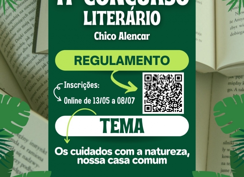 Depto. de Cultura e a Fundação Cultural anunciam  o 11° CONCURSO LITERÁRIO CHICO ALENCAR