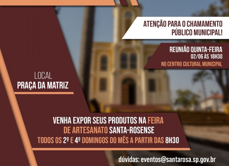 Reunião para volta da feira de artesanato da praça matriz acontece nesta quinta-feira (2)