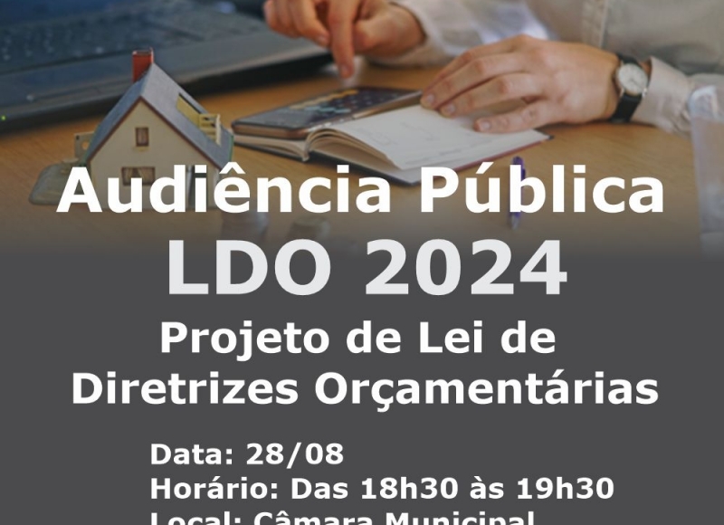 Audiência Pública na próxima segunda-feira debate o Orçamento Municipal para 2024