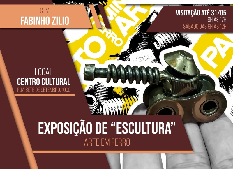 Departamento de Cultura exibirá a exposição de escultura “Artes em Ferro”