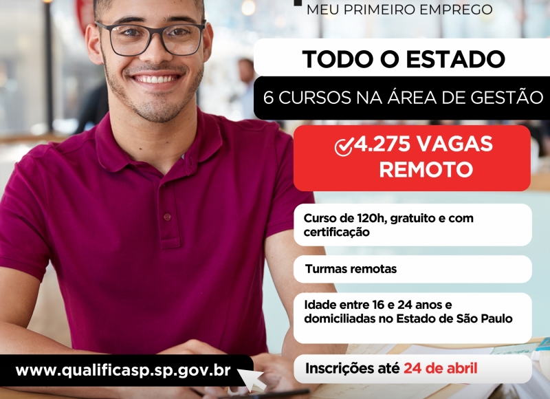 Qualifica SP - Meu Primeiro Emprego oferece mais de 4 mil vagas em cursos profissionalizantes