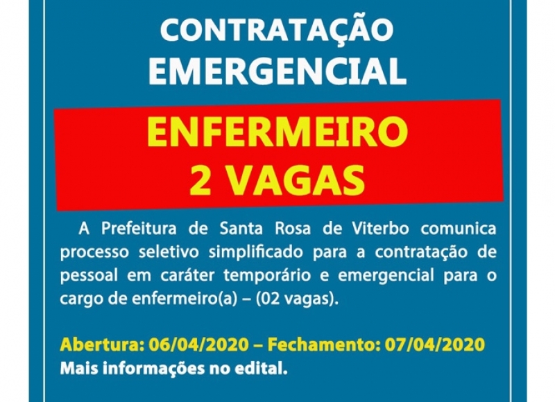 Contratação Emergencial Profisionais da Saúde