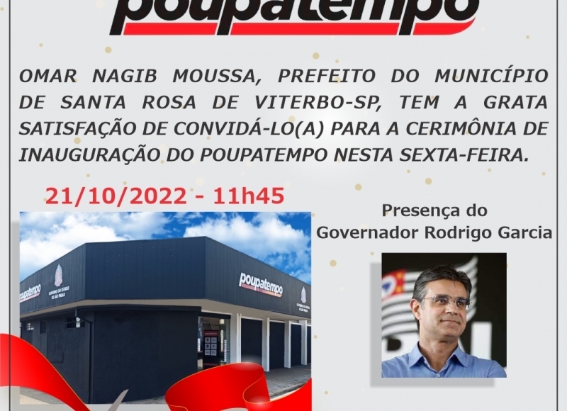  Com a presença do Governador Rodrigo Garcia, Poupatempo de Santa Rosa será inaugurado amanhã