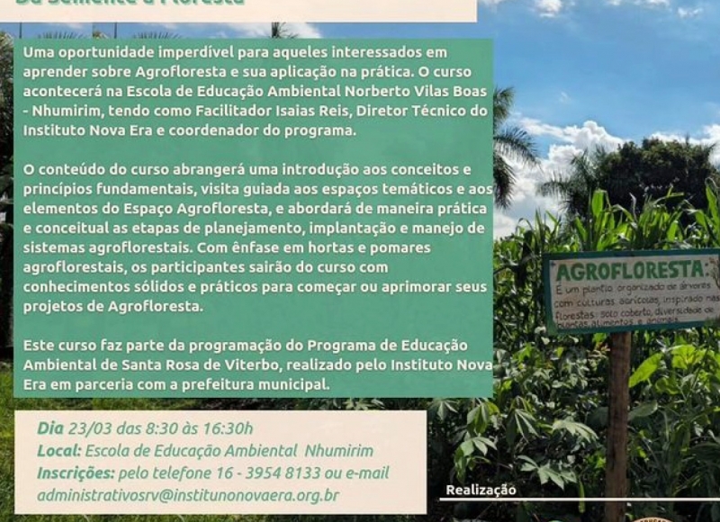 Convite para o Curso AGROFLORESTA: Da Semente à Floresta