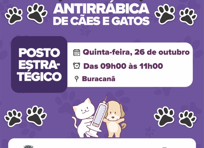 Amanhã tem vacinação Antirrábica em cães e gatos