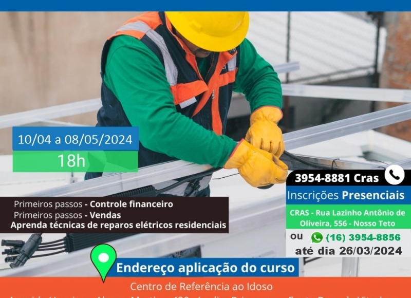 Prefeitura abre inscrições para curso de Técnicas de Reparos Elétricos Residenciais