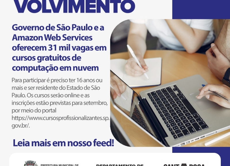 Governo de São Paulo e a Amazon Web Services oferecem 31 mil vagas em cursos gratuitos de computação em nuvem