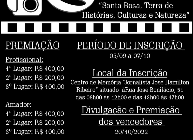 Inscrições para a 2ª Edição do Concurso de Fotografia Gerson Barboza começam nesta segunda-feira com o tema: “Santa Rosa