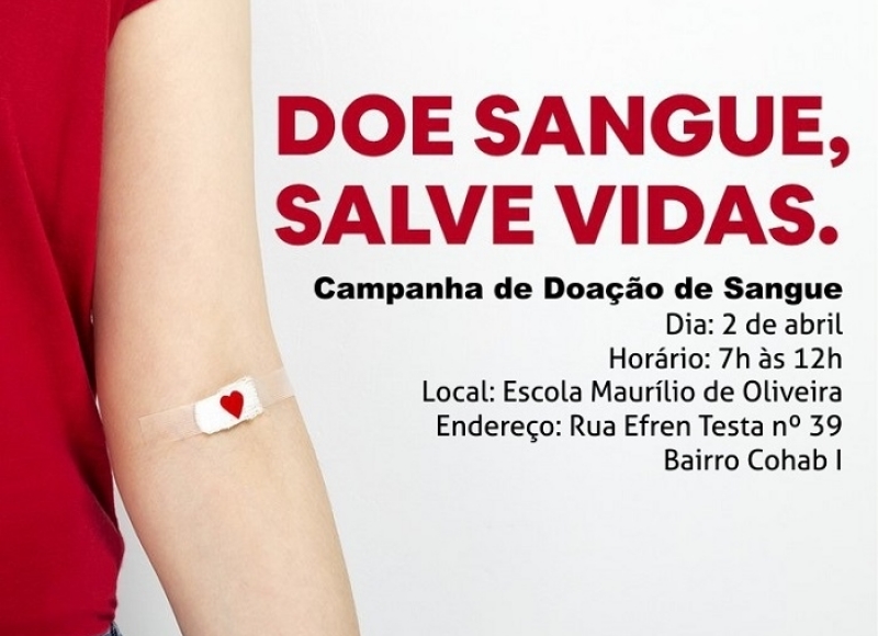 Campanha de Doação de Sangue será neste sábado (2)