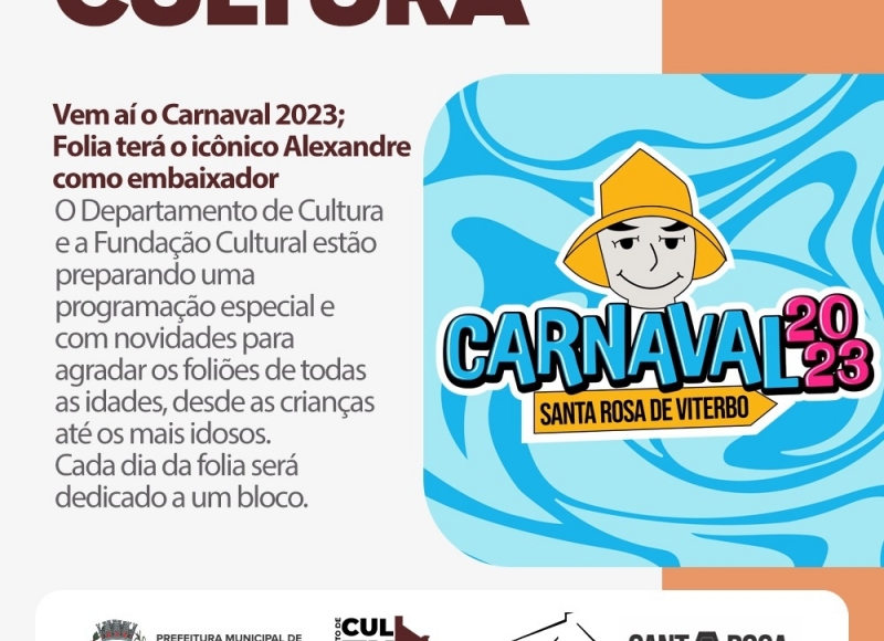 Vem aí o Carnaval 2023; Folia terá o icônico  Alexandre como embaixador