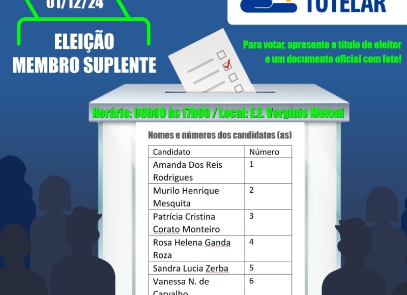 Eleição para Membro Suplente do Conselho Tutelar acontece no próximo domingo, 1º de dezembro