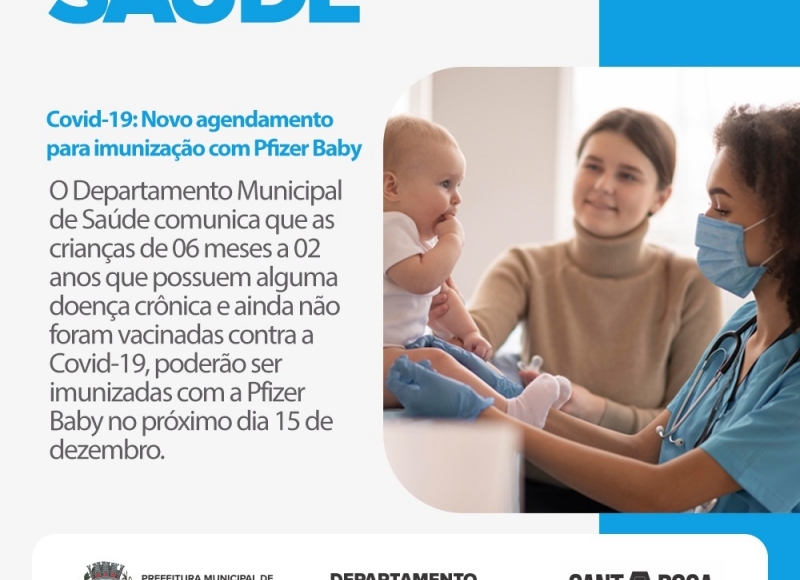 Covid-19: Saúde abre novo agendamento para vacinar crianças de 06 meses a 02 anos que possuem doenças crônicas