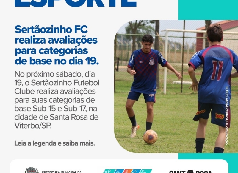 Sertãozinho FC realiza avaliações para categorias de base no dia 19