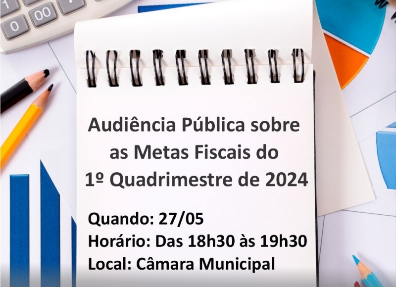 Hoje tem Audiência Pública sobre as Metas Fiscais do 1º Quadrimestre de 2024