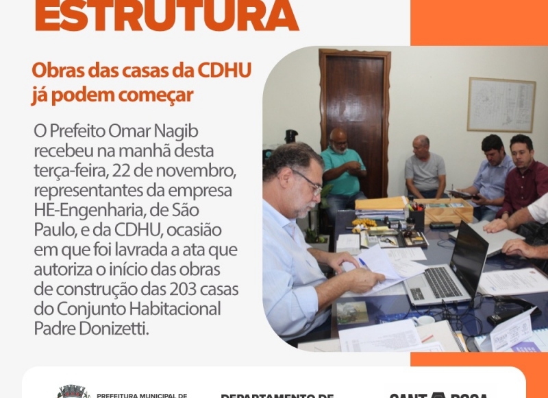 Prefeito Omar Nagib assina ata para o início das obras das 203 casas populares