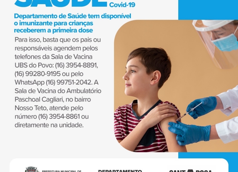 Vacina contra a Covid-19: Disponível o imunizante para crianças receberem a primeira dose 