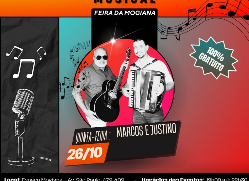 Feira da Mogiana desta semana tem show com a dupla Marcos e Justino