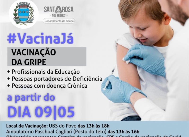 Vacinação contra a gripe será iniciada na próxima segunda-feira (9)