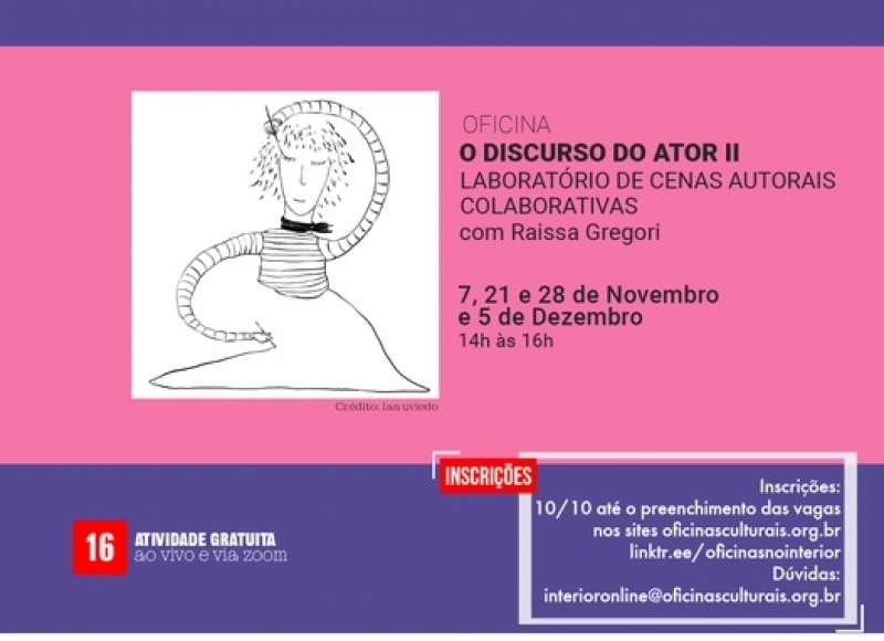 OFICINA: O DISCURSO DO ATOR II - LABORATÓRIO DE CENAS AUTORAIS COLABORATIVAS