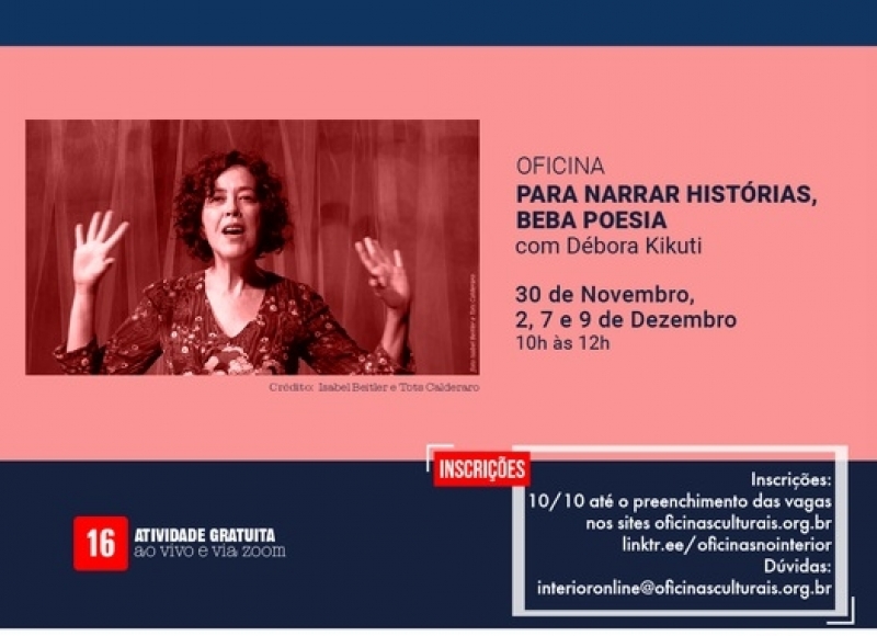 OFICINA: PARA NARRAR HISTÓRIAS, BEBA POESIA