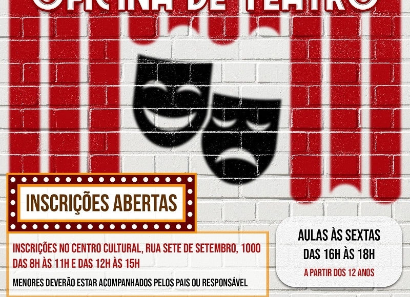 Inscrições abertas para oficina de teatro