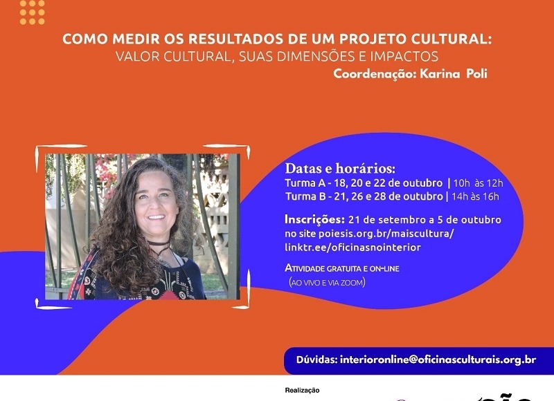 Oficina “Como medir os resultados de um projeto cultural” abre suas inscrições nesta terça-feira