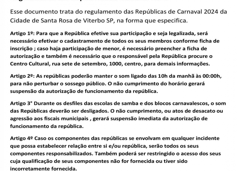 Aberto o prazo para Cadastramento de Repúblicas do Carnaval 2024