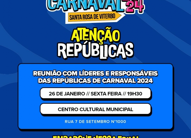 Departamento de Cultura convoca líderes e responsáveis por Repúblicas de Carnaval para reunião