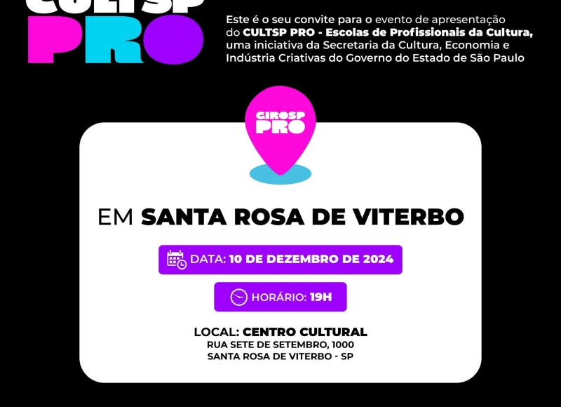 Santa Rosa de Viterbo recebe GIRO PRO, ação do programa CULTSP PRO do Governo de São Paulo