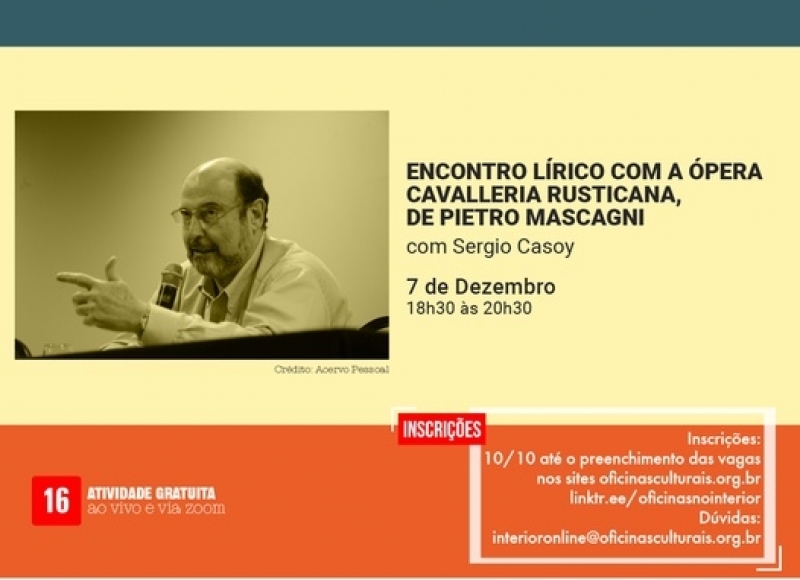 ENCONTRO LÍRICO COM A ÓPERA CAVALLERIA RUSTICANA, DE PIETRO MASCAGNI