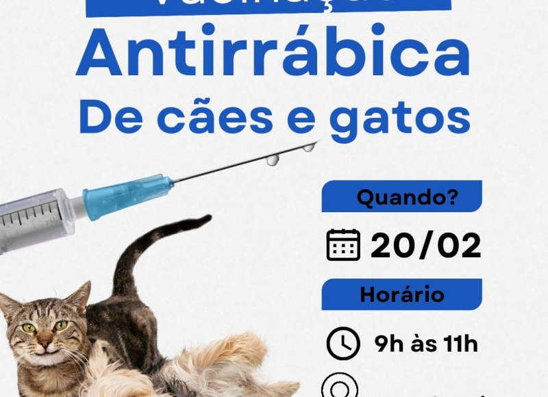 Amanhã tem  Vacinação Antirrábica de cães e gatos na Praça Dr. Primo Cunalli