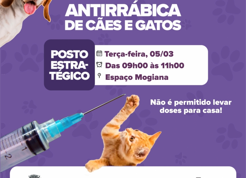 Amanhã tem Vacinação Antirrábica